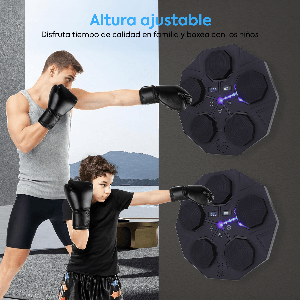 Máquina de Boxeo Inteligente con Bluetooth para Música con Luz Led Rock Gym